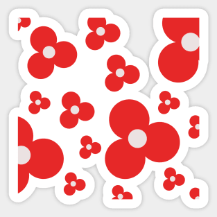 red minimalist pop art flower pattern Sticker